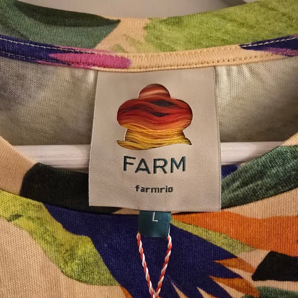 FARM RIO Sand Macaw Jungle Organic Cotton T Shirt Dress Sz M and L Tropical Boho - Picture 13 of 16